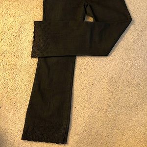 Vintage beaded bottom black jeans size 10